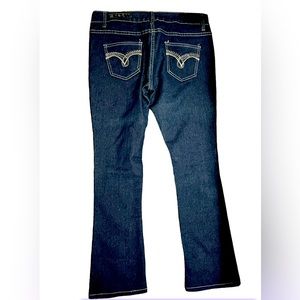 Lings baby boot cut dark wash bling pocket jeans EUC